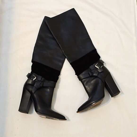 THAKOON ITALIAN WOMENS WESTERN POINTED TOE  BOOTS CHUNKY BUC… - Picture 1 of 13